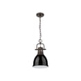 thumbnail image 3 of Yep by Golden Lighting Duncan 1-light 9in Chain Hung Pendant in Rubbed Bronze and Aged Brass shade, 3 of 4