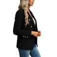 thumbnail image 4 of Tqyyweavej Women's Tweed Blazers Business Casual Double Breasted Plaid Jackets Open Front Long Sleeve Work Suits with Pockets S-2XL, 4 of 9