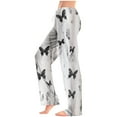 thumbnail image 2 of Women Pajama Pants High Waisted Women Printed Elastic Waistband Drawstring Pocket Fashionable Pajama Full Length Pants Gray M, 2 of 6