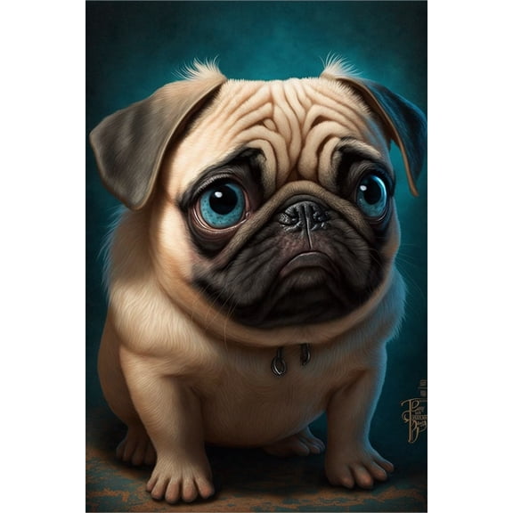 24x36 gallery poster, Cartoon Pug p5