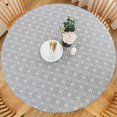 thumbnail image 1 of GFDYREE Round Vinyl Fitted Tablecloth with Flannel Backing Elastic Edge Plastic Table Cover Waterproof Table Cloth Stain-Resistant Wipeable for 45"-56" Round Table, 1 of 7