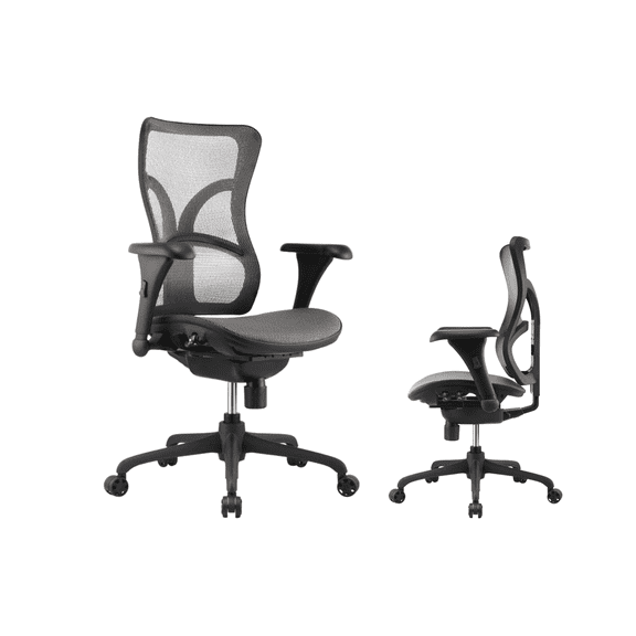 Cubiclesdotcom Engage Ergonomic Office Chair | Curved Mesh Back Task Chair, Adjustable Arms, 3D Lumbar Support, Synchro-Tilt, Seat Height, Tilt Lock, Seat Slider, Swivel Base, Casters, 275 lbs, Black