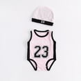 thumbnail image 2 of Toimothcn Toddler Baby Boys Romper Jumpsuit Sleeveless Casual Basketball Number 23 Printed Romper With Hat Soft Loose Fit Soprts Jumpsuit Comfy Newbron Clothing, 2 of 4