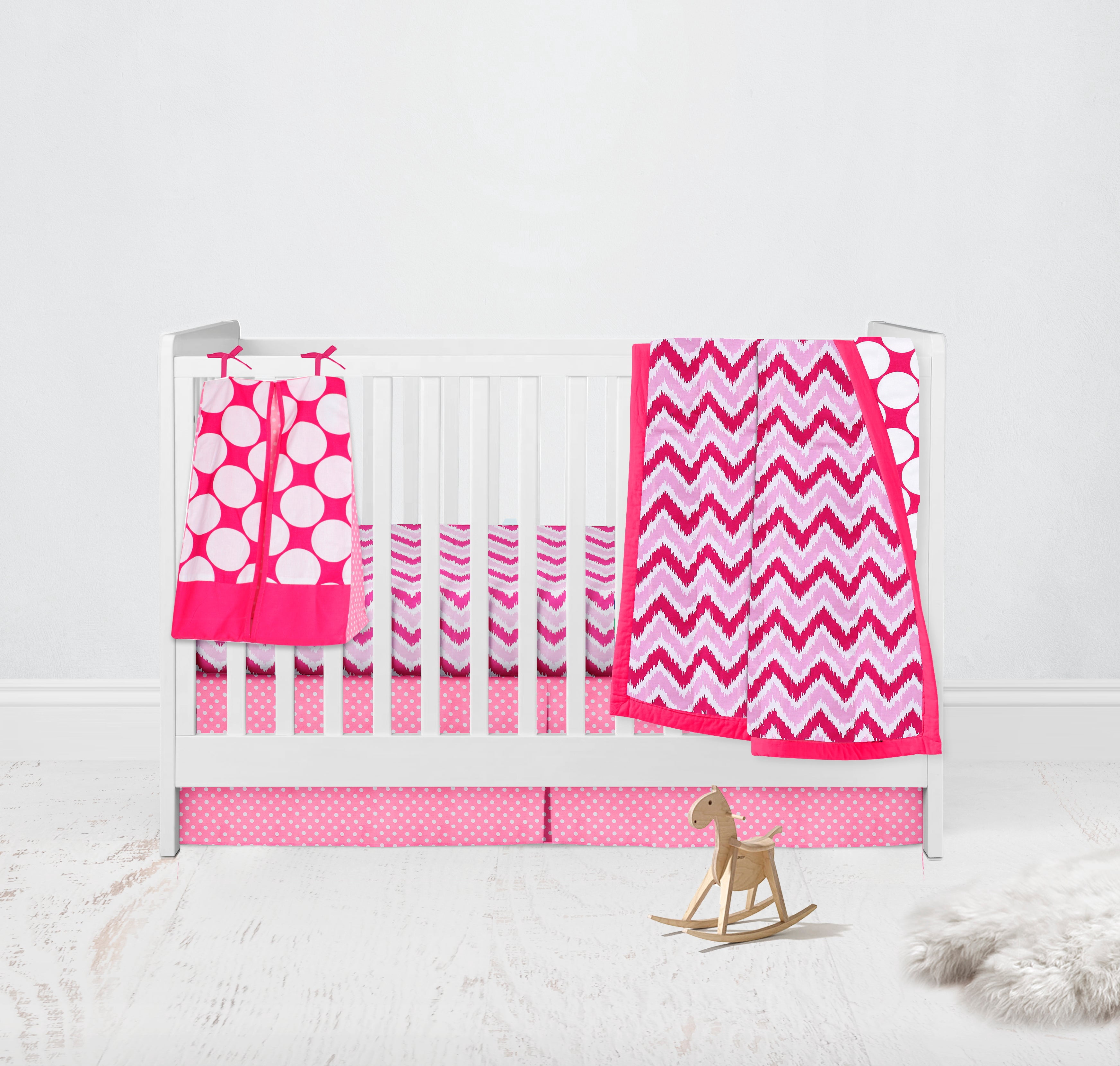 Bacati - Mix N Match Ikat Chevron/Dots Pink Fuchsia Musical Baby Crib Mobile