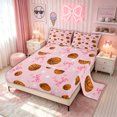 thumbnail image 2 of meiyoeat Cute Basketball Bed Sheets for Girls, Kawaii Pink Bow Star Full Size Sheets, 4-Piece, 1 Flat Sheet, 1 Fitted Sheet and 2 Pillowcases, 2 of 5