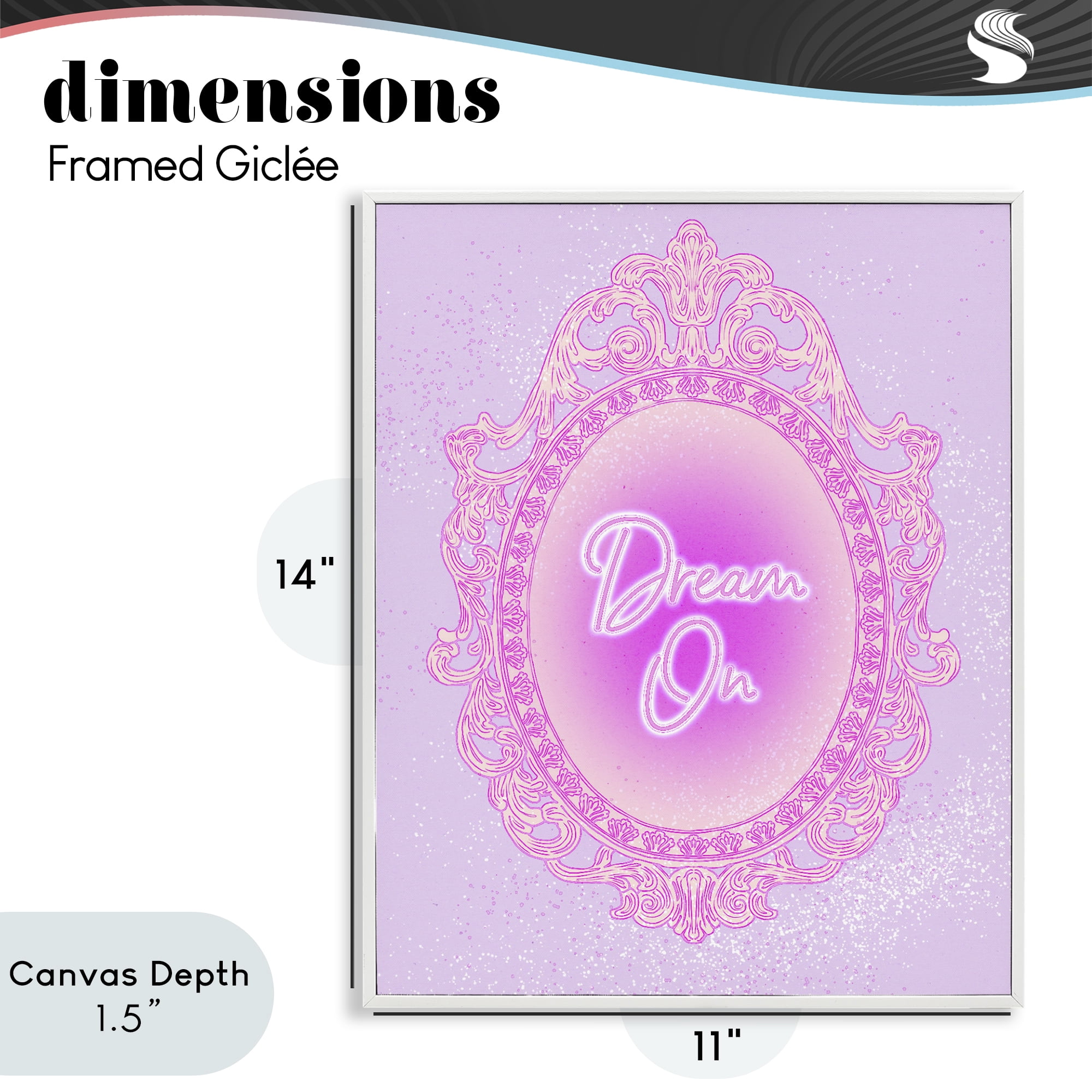 Stupell Industries Dream On Ornate Mirror White Framed Giclee Art, design by Ziwei Li