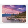 thumbnail image 1 of Lake Bath Mat, Secret Paradise Forest by the Lake with Surreal Miraculous Clouds in the Sky Art Print, Non-Slip Plush Mat Bathroom Kitchen Laundry Room Decor, 29.5 X 17.5 Inches, Pink Grey, Ambesonne, 1 of 2