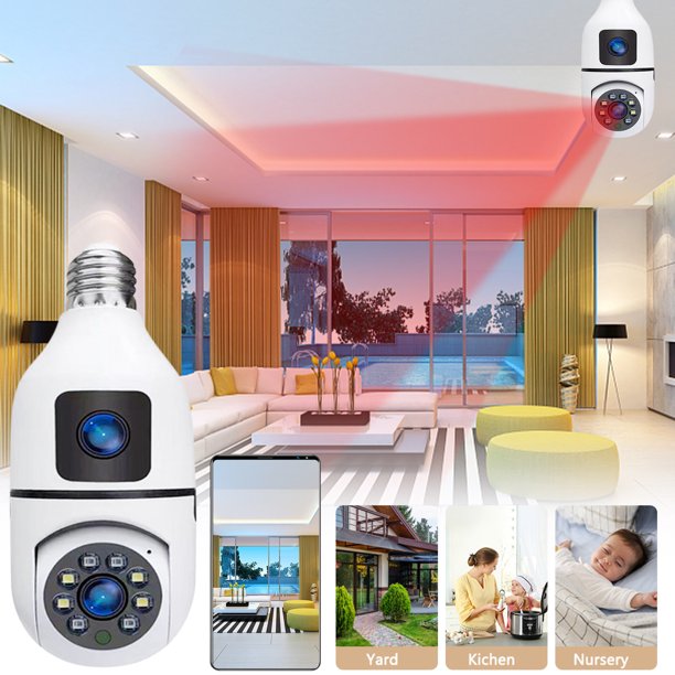 Ganfancp E27 Portalámparas Modelo Binocular Cámara Inalámbrica Hd 360 Grados Wifi Monitoreo Cámaras Fronterizas para El Hogar Artículos En Liquidación 1*Cámara, 1*Manual de Instrucciones