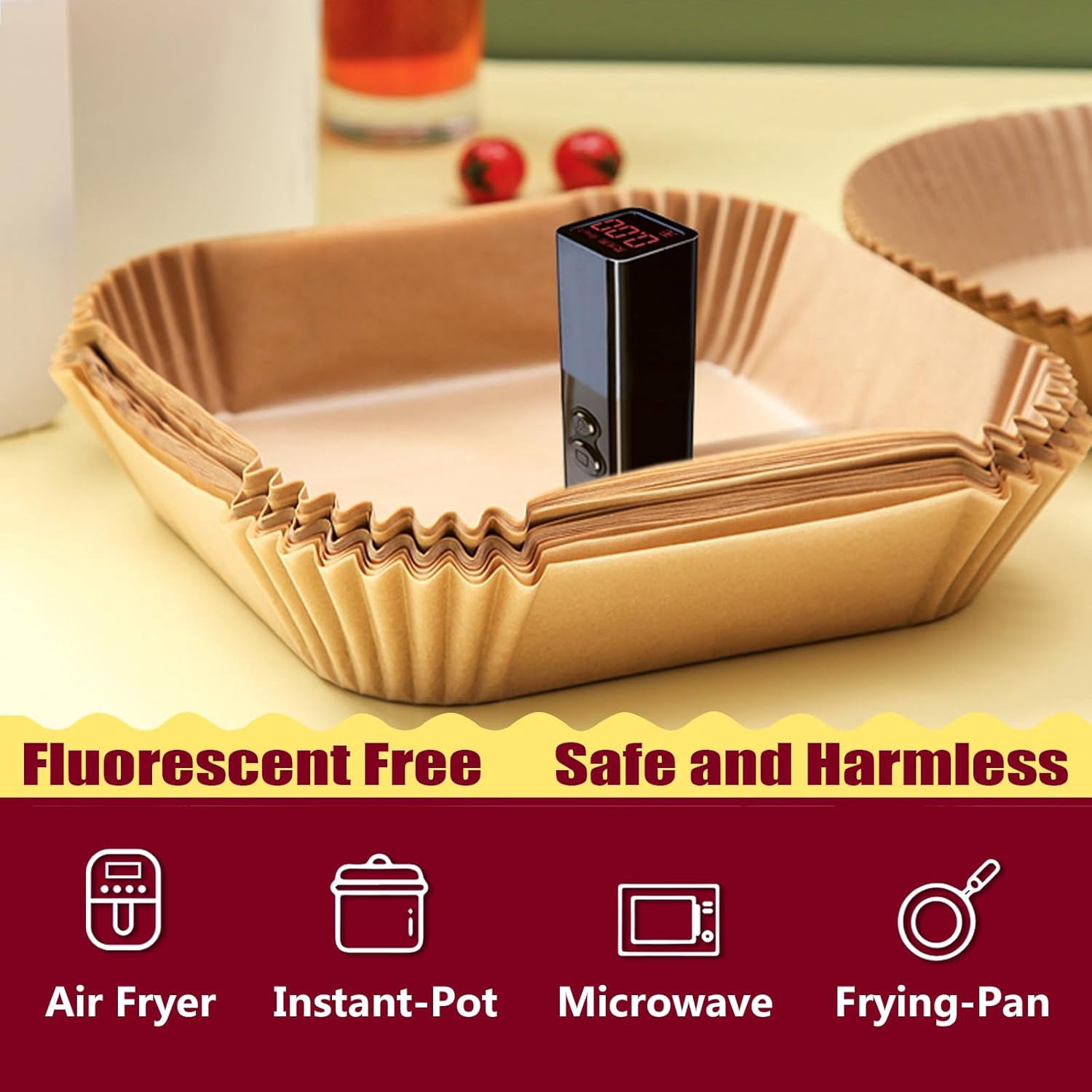 Air Fryer Liners for Ninja, Airfryer Liners Disposable for Ninja Dual DZ201/DZ401/DZ550/SL401, Air Fryer Paper Liners for Bella 4Qt and 6 Quart Dual Basket, Air Fryer Parchment Paper Liners