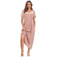 thumbnail image 2 of Ekouaer Long Nightgown for Women Short Sleeve Sleepwear Plus Size Loungewear Mumu Dress Lounge Dress with Pockets, 2 of 6