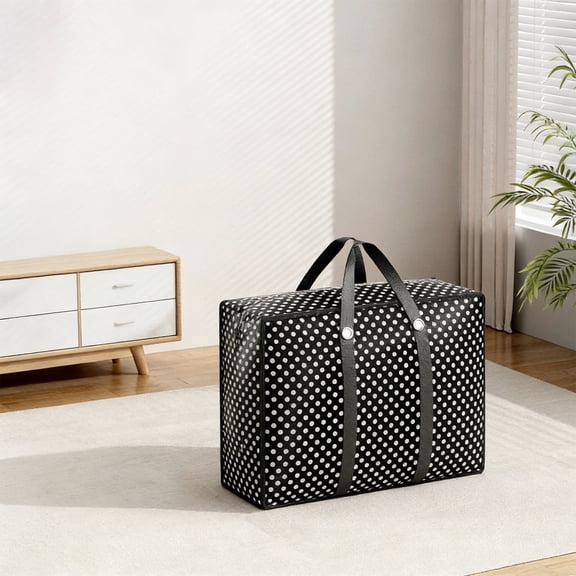 Dongrere Large Storage Bag Waterproof Resistant Duffel Bag Polka Dot Tote Bag with Handles for Moving Travel Use, 23.6x7.8x17 Inch