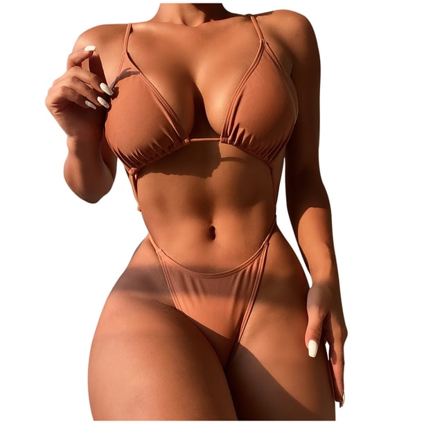 Traje de baño de una pieza para mujer Bikini Traje de baño de color sólido Traje de baño de empalme Mujer Fridja nalpqowj62432