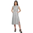 thumbnail image 2 of Moomaya Printed Button Down Sleeveless Kurti Dress With Pocket Casual Work Shirt, 2 of 5
