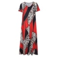 thumbnail image 4 of Sakmal Loose Fit Dresses for Women Graphic Comfy Red Comfort Fit Short Sleeve Long Shift Dress, 4 of 6