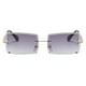 thumbnail image 2 of Gafas de sol rectangulares sin montura, estilo retro clásico, con lentes tintadas y protección UV gris, 2 of 9