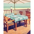 thumbnail image 2 of Boanket Outdoor Tablecloth with Umbrella Hole for Patio/Picnic/Party/Camping, Butterfly Flower Waterproof Table Cloth Rectangle Table Cover Washable, Retro Green Botanical Plant Leaves (60"x 102"), 2 of 7