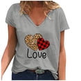 thumbnail image 2 of Hauts d'Été Grande Taille pour Femmes, Mode Décontractée, T-Shirt Ample à Col en V Imprimé, Manches Courtes, T-Shirt à Col en V pour Femmes en Liquidation, 2 of 3