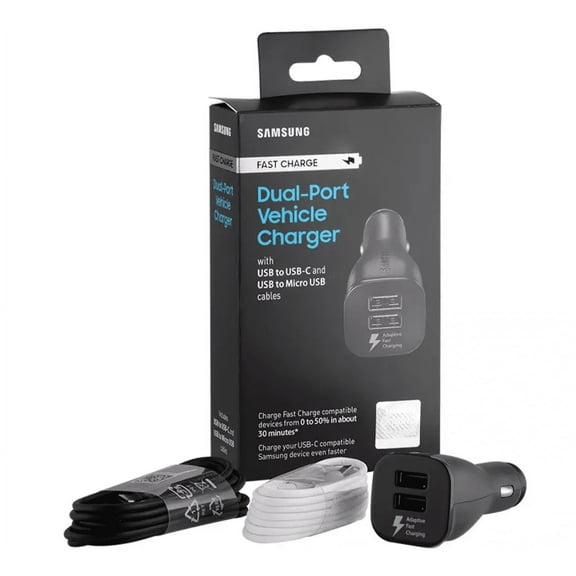 Samsung Galaxy S20 5G Original EP-LN920BBEGUS Fast Charge Dual-Port Car Charger - Retail Packaging