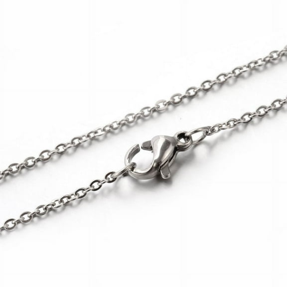 10pc Tarnish Resistant Classic Plain 304 Stainless Steel Mens Womens Cable Chain Necklaces Stainless Steel Color 17.7 inch(45cm) 1.5mm DIY