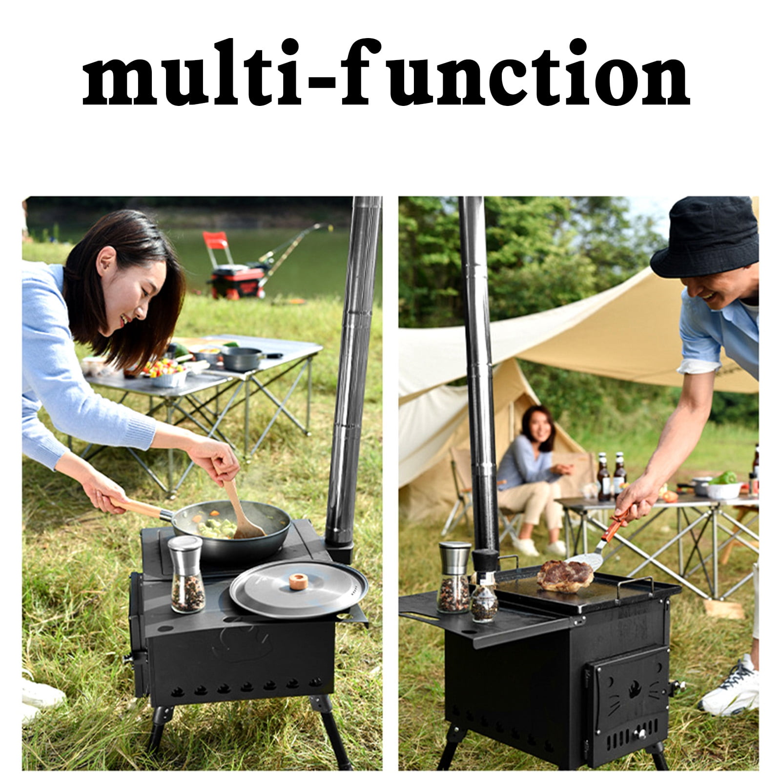 TOPTENG Camping Tent Stove, Portable Tent Wood Stove with 3 Chimney Pipe, Heating Burning Stove for Tents, Travel, and Camping