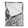 thumbnail image 2 of Winter Soft Flannel Fleece Throw Blanket, Bullfinches on Trees Winter City Park Snow Cold Weather Immigrant Birds Design, Cozy Plush for Indoor and Outdoor Use, 60" x 80", Grey Coral, by Ambesonne, 2 of 5