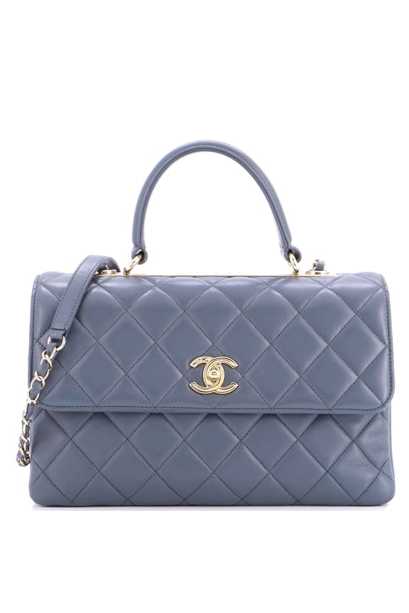 Pre-Owned Trendy CC Top Handle Bag Quilted Lambskin Medium By Rebag