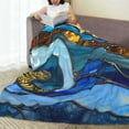 thumbnail image 6 of Pofeuu Stained Glass Ocean Wave Print Ultra-Soft Micro Fleece Blanket,for Bed Or Sofa,All Season Throw Blankets Flannel Blanket-40"x30", 6 of 7