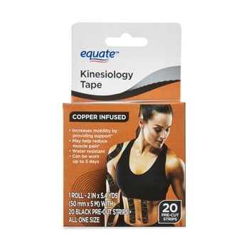 Equate 2" x 5.4 yd Black Kinesiology Sports Tape