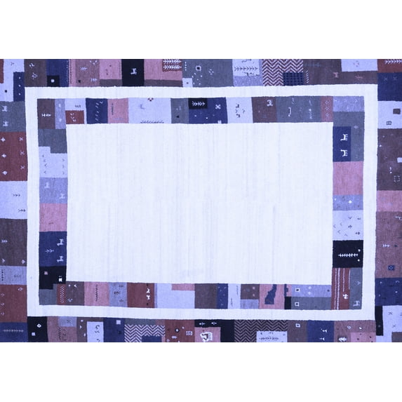 Ahgly Company Indoor Rectangle Abstract Blue Contemporary Area Rugs, 7' x 9'