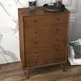 thumbnail image 3 of Allora Mid-Century Modern 5-Drawer Solid Wood Dresser in Brown, 3 of 6