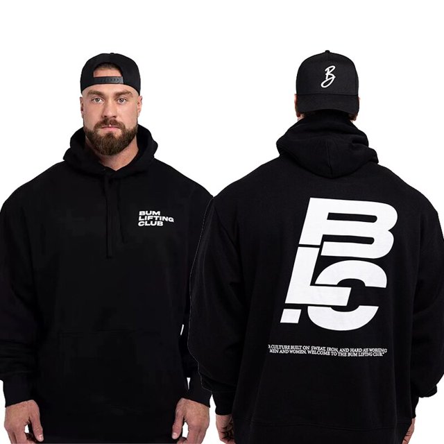 Sudadera con capucha de algodón para hombre, suéter informal con estampado gráfico, ropa deportiva de gran tamaño, color negro liso, para gimnasio, S-6XL xuanjing unisex