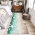 thumbnail image 4 of Green Ombre Coastal 2'x6' Runner Rugs for Hallway Kitchen Bedside Non Slip, Sea Nautical Summer Beach Starfish Coral Entryway Rug Runners with Rubber Backing, Long Carpet Runner for Laundry Room, 4 of 8