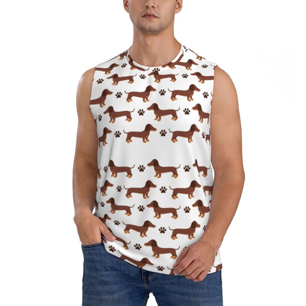 Balery Dachshund Dog Puppy Camisetas sin mangas para hombre, absorbe la humedad y protege contra el mal olor.-3X-Large