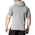 thumbnail image 4 of CIENVNSTG New Mens Hoodies Sweatshirts Short Sleeve Men Hoodies Sweatshirt Casual Solid Color Man hoody For Male Hooded Light Gray 3XL, 4 of 4