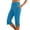 Sky Blue, variant on Capri Pants for Women Summer Solid Slim Trousers Pocket Side Slit 7/8 Length Casual Womens Pants Black L