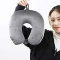 thumbnail image 4 of KQJQS U-Shaped Foam Pillow - Portable Travel Neck Pillow, Comfortable Office Nap Pillow, Black, with Snap Buckle and Lanyard, 4 of 7