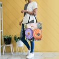thumbnail image 4 of FORMRS Womens Canvas Tote Bag with Zipper Inner Pocket Shoulder Handbag, Bright Flowers, 4 of 7
