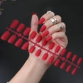 thumbnail image 4 of RAGUPEL 24Pcs Glue on Nails for Women,Dark Red Short Press on Nails,Matte Finish Stick on Nails for Women,Best Press on Nails for Daily Life,Style1, 4 of 7