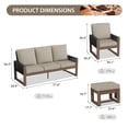 thumbnail image 3 of EAGLE PEAK 5 Pieces Natural Real Wood Cedar Outdoor Patio Conversation Set Spacious Seat Dining Chair & Sofa Set with Beige Cushions, Ottomans, 3 of 8