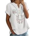 thumbnail image 2 of Embroidered Linen Tops For Women，Lightweight Breathable Shirts Flowy Bohemian Tunics For Women Linen Tunic Tops Cotton Spring Tops Gauze Tunic Tops Linen Tunic Bohemian Peasant Shirts V Neck L, 2 of 9