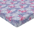 thumbnail image 4 of Ambesonne Flamingo Fitted Sheet, Tropical Palm Tree Leaves, Twin Size, Pale Pink and Lavender, 4 of 5