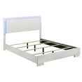 thumbnail image 2 of Sok 5pc Queen Bedroom Set- Faux Leather- Blue LED Lights- White Wood, 2 of 6