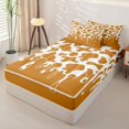 thumbnail image 3 of Manfei Retro Cow Print Zipper Queen Comforter Set with Fitted Sheet and 2 Pillowcases,Rustic Farm Animal Zipper Bedding Set,Rust White,Reversible, 3 of 7