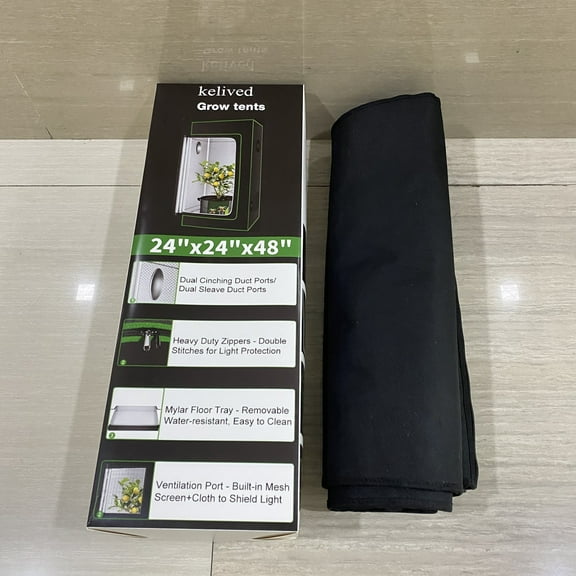 kelived Grow tents, 24 "x24" x48 "high reflective polyester film, with observation window and floor tray, suitable for hydroponic indoor plants