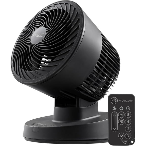 IRIS USA WOOZOO Desk Fan with Remote, Oscillating Turbo Air Circulator, 3 Speeds, 52ft Max Air Distance, Adjustable Tilt, Black