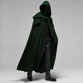 thumbnail image 2 of Penkiiy Cloak with Hood Men Clearance Men Halloween Casual Party Retro Gothic Solid Long Cloak Stage Outfit Top Green Cloak, 2 of 3