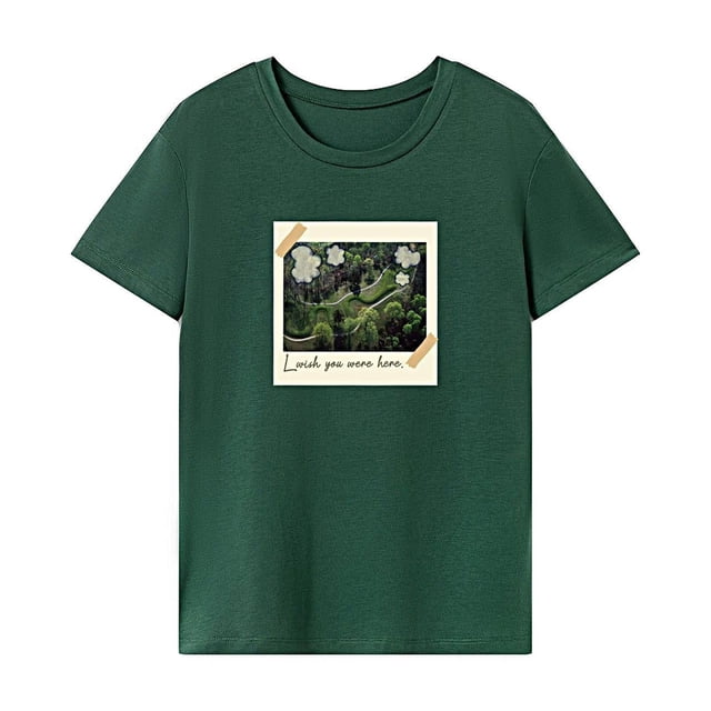 Camiseta para mujer Ropa de verano Camiseta básica para playa Regalo del día de San Valentín Verde