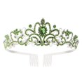 thumbnail image 1 of Crystal Rhinestone Crown Coiffure Crown Tiara GREEN Green, 1 of 5