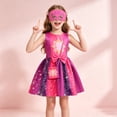 thumbnail image 3 of Pink Purple Superhero Spider Dress Costume with Eye Mask Bag for Festive Halloween Party Cosplay Outfit 110, 3 of 7