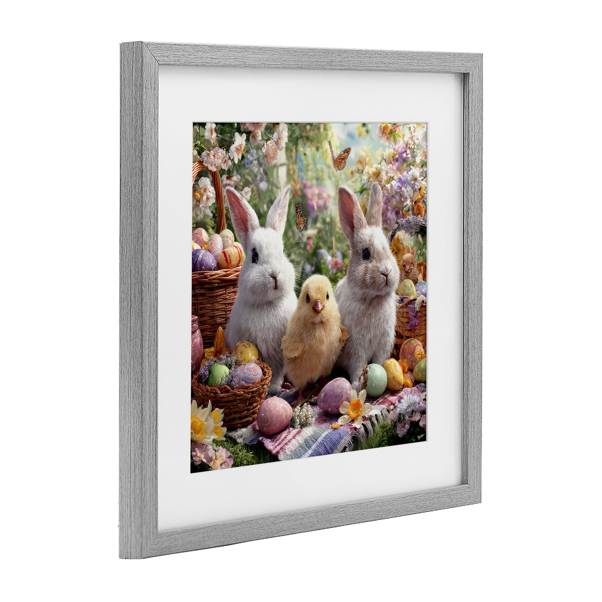 Stupell Industries Easter Animals & Eggs Gray Framed Print Under Glass, design by The Wands Want